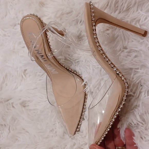 NEW Gianni Binni Clear PVC & Rhinestone Embellishments Strappy High Heels SZ 7 - Picture 5 of 13